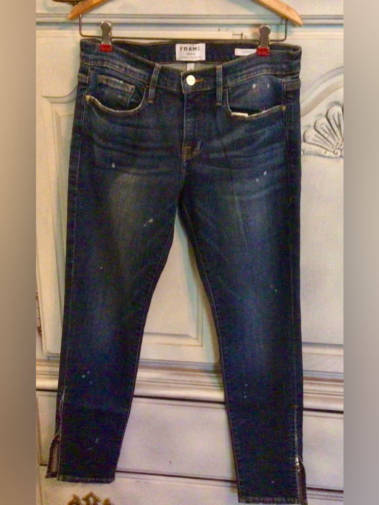 Frame Denim / Le Garon Dark Wash Skinny Jeans With Ankle Zippers - Sz 26 -Nwt